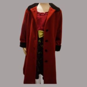Girls Strasburg Wool Blend Red Swing Coat Black Velvet Collar & Cuffs Size 6 Y